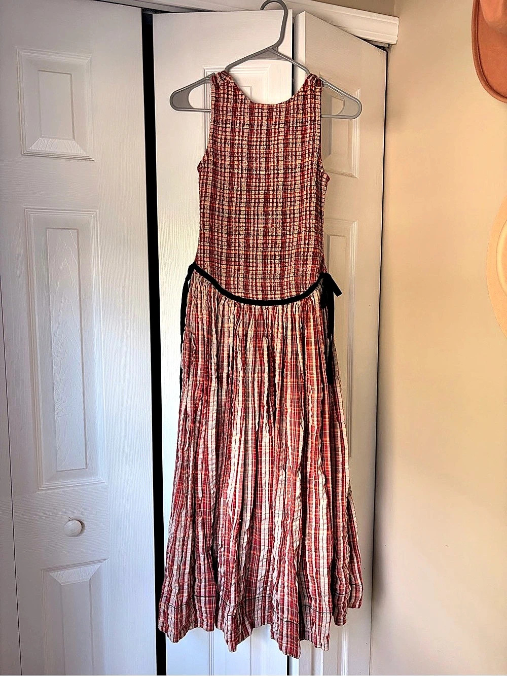 Free People nightingale Plaid Midi Dress Red & Black Size xsmall